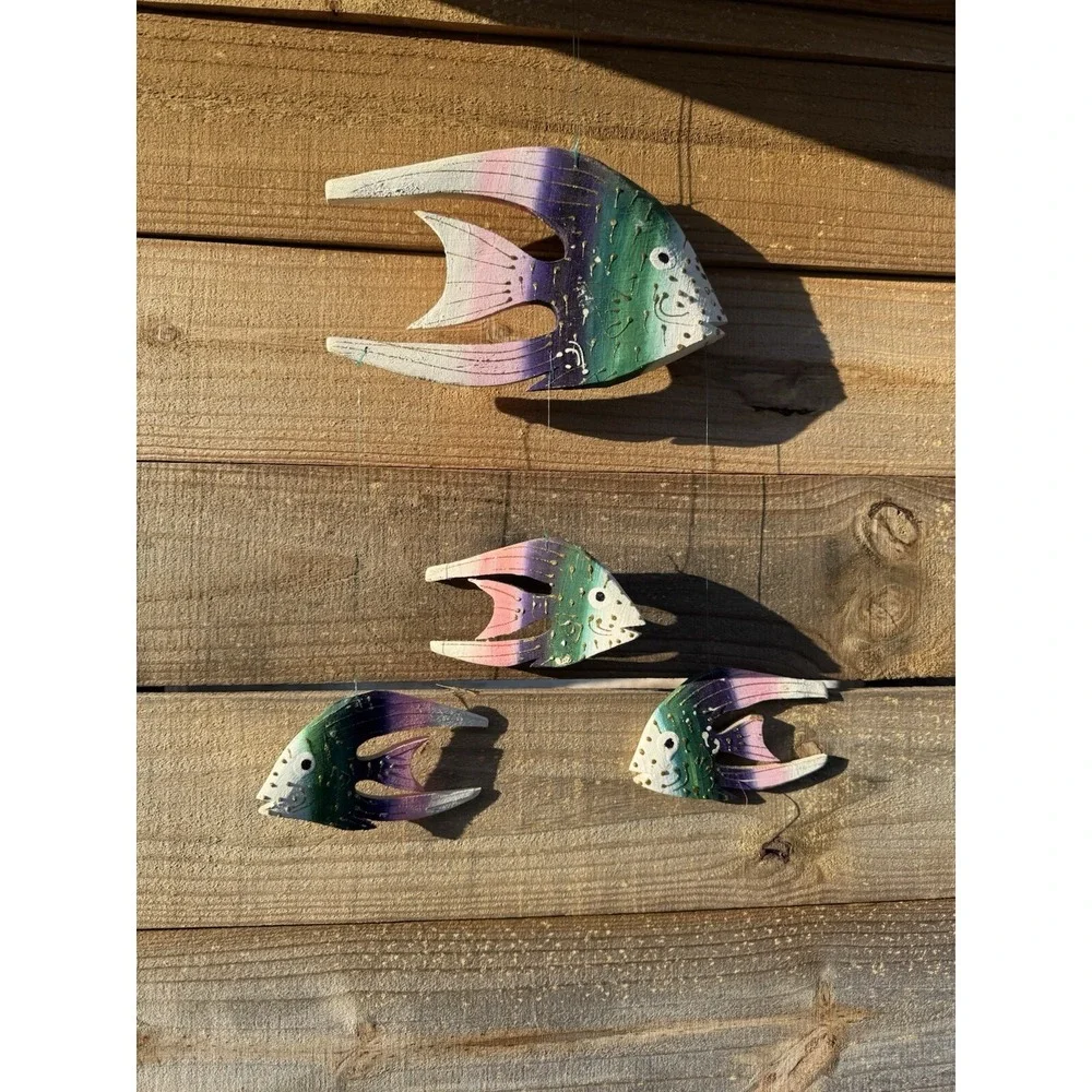 Wooden Hanging Decorative Hand Carved Hand Painted Fish Vintage‎ Jamaica